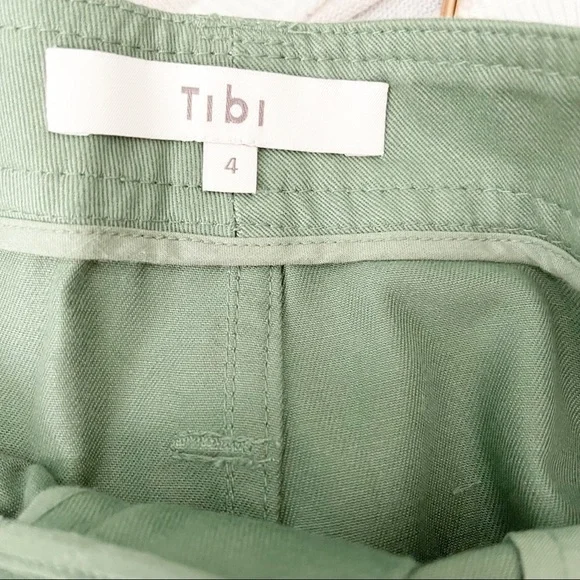 Tibi Green Slouch Tie Waist Cargo Pants
